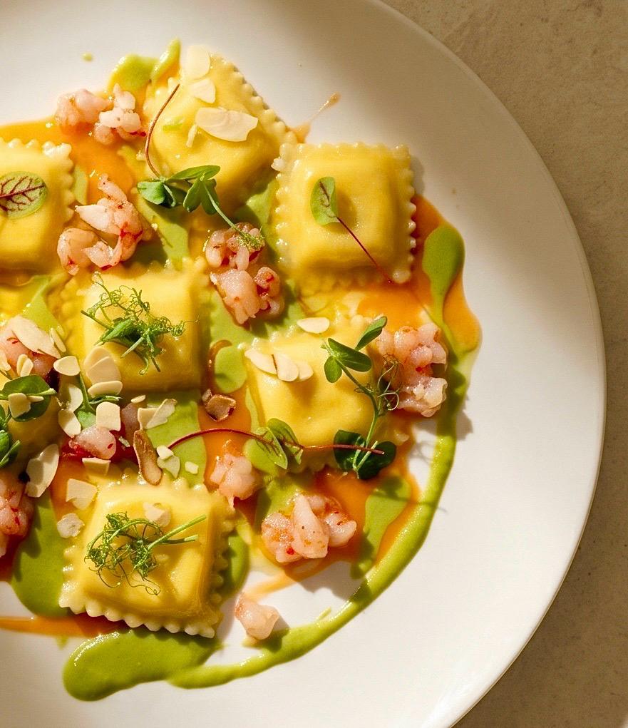 Ravioli con burrata e gambero rosso INITIO